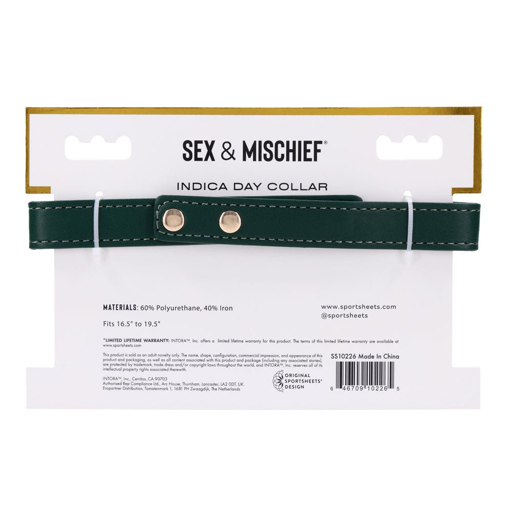 Sex & Mischief Indica Day Collar - Green/Gold Collar - Silk and Sin