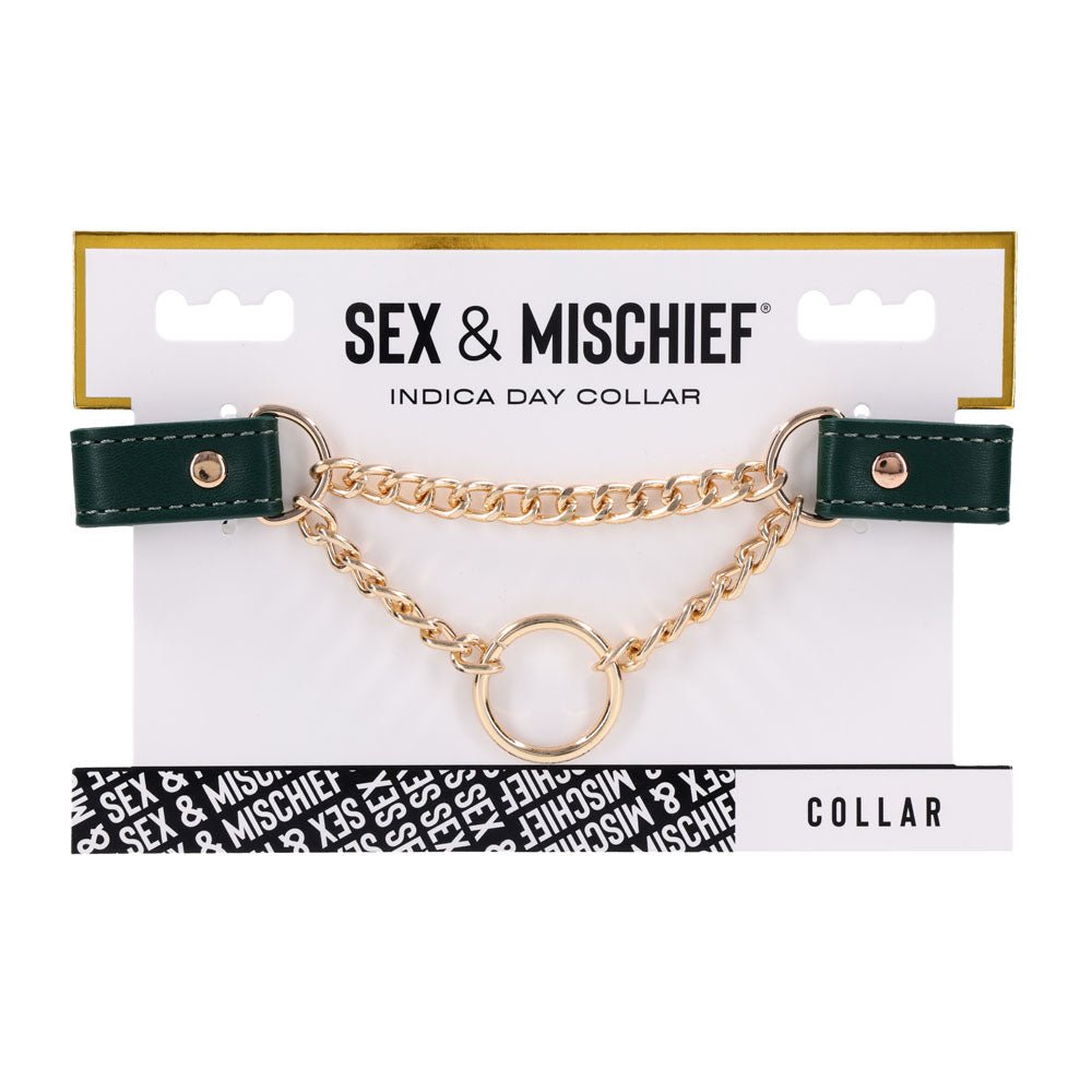 Sex & Mischief Indica Day Collar - Green/Gold Collar - Silk and Sin