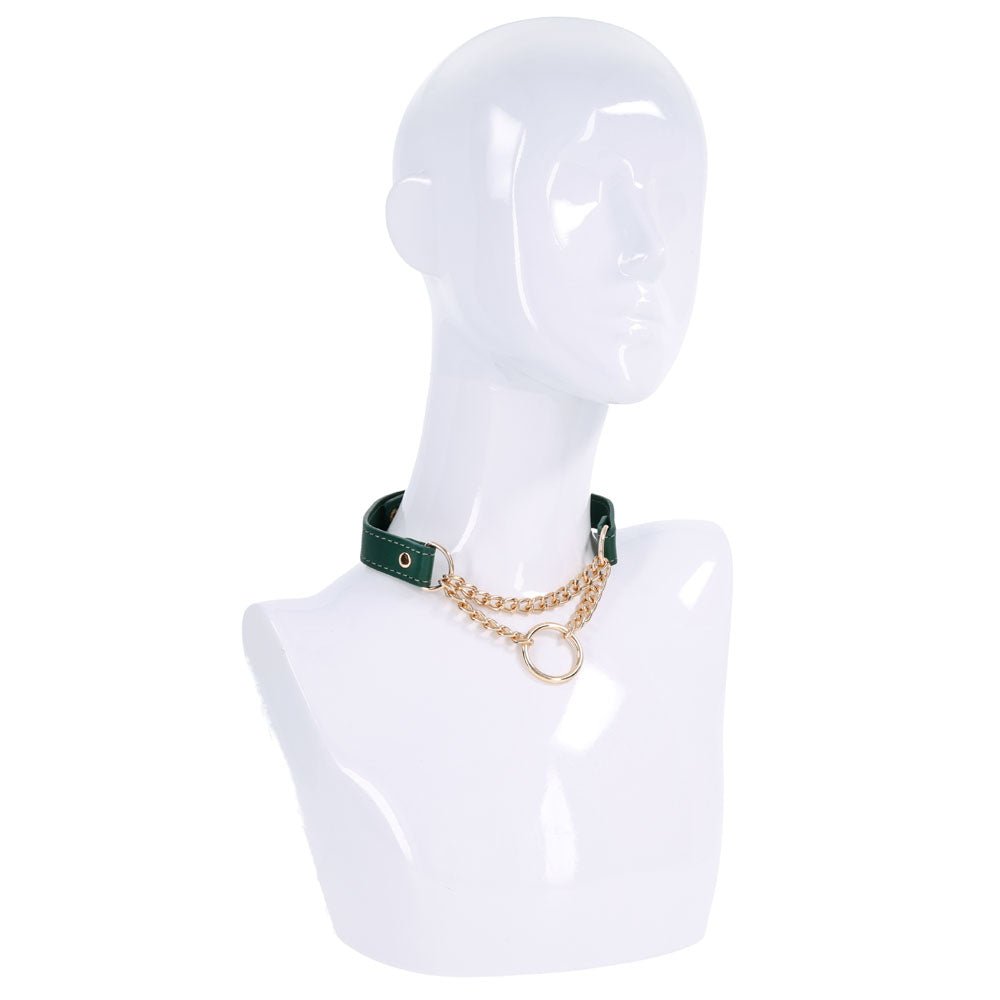 Sex & Mischief Indica Day Collar - Green/Gold Collar - Silk and Sin