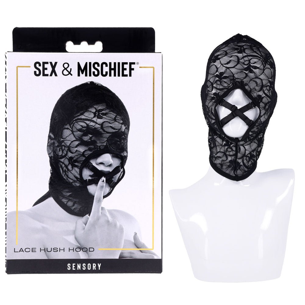 Sex & Mischief Lace Hush Hood - Black Hood - silkandsin