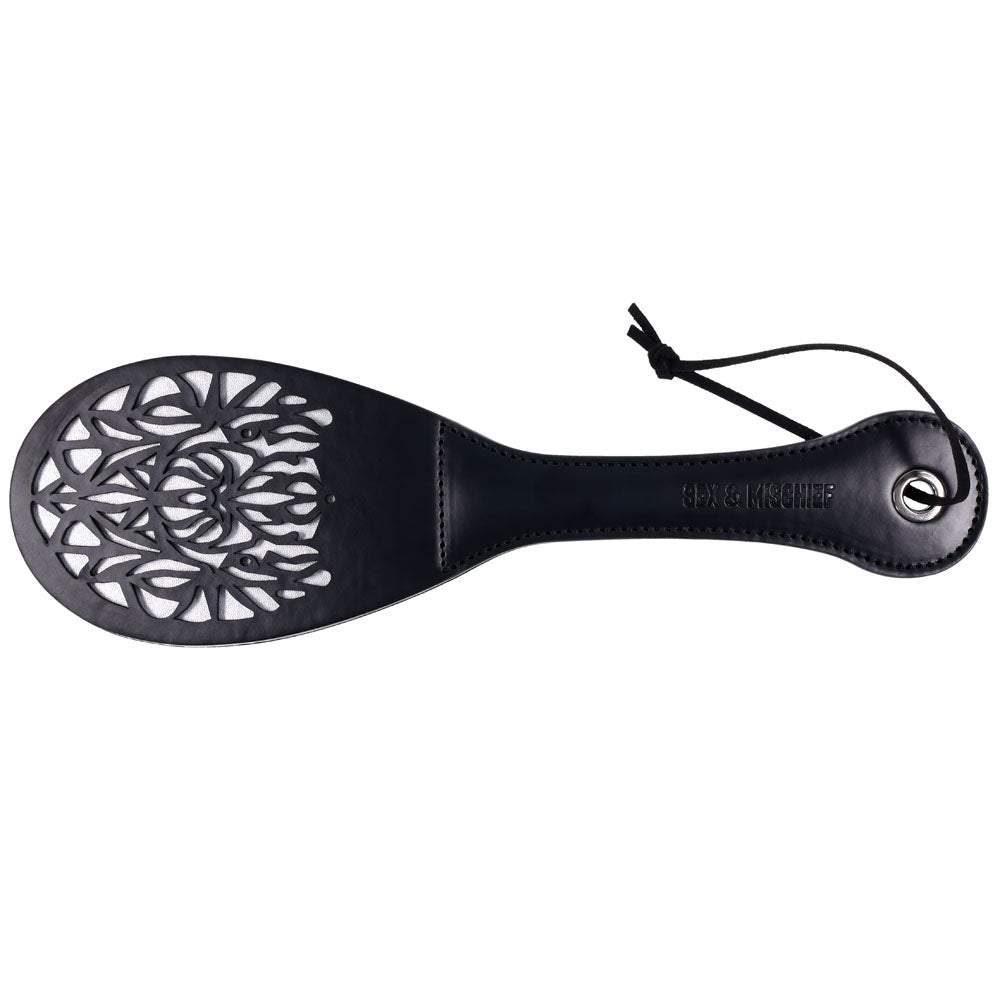 Sex & Mischief Lace Spanker - Black Spanking Paddle - silkandsin