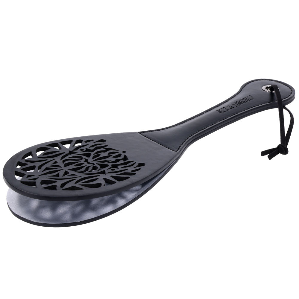 Sex & Mischief Lace Spanker - Black Spanking Paddle - silkandsin
