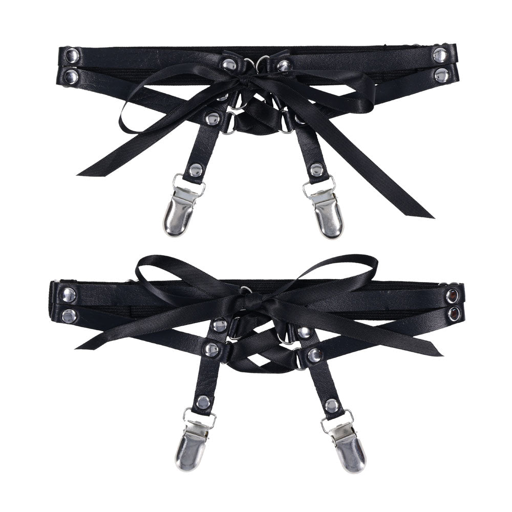 Sex & Mischief Laced Up Garters - Black Garters - silkandsin