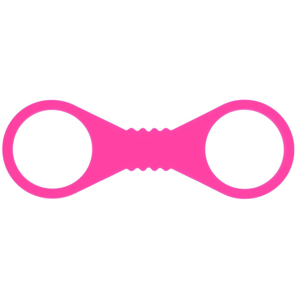Sex & Mischief Large Hot Pink Silicone Cuffs - Hot Pink Large Restraints - silkandsin