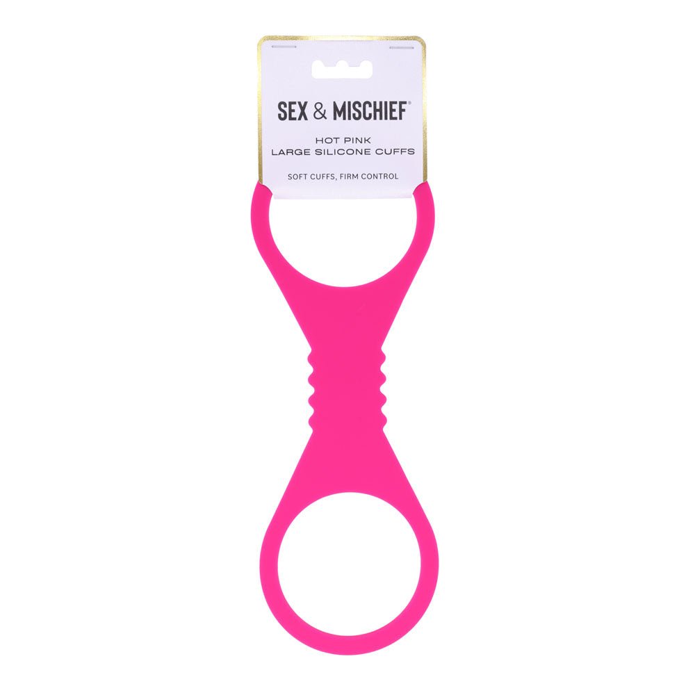 Sex & Mischief Large Hot Pink Silicone Cuffs - Hot Pink Large Restraints - silkandsin