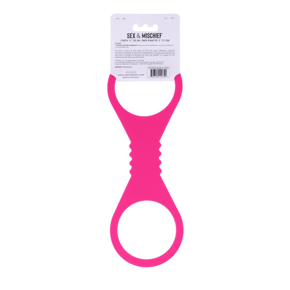 Sex & Mischief Large Hot Pink Silicone Cuffs - Hot Pink Large Restraints - silkandsin