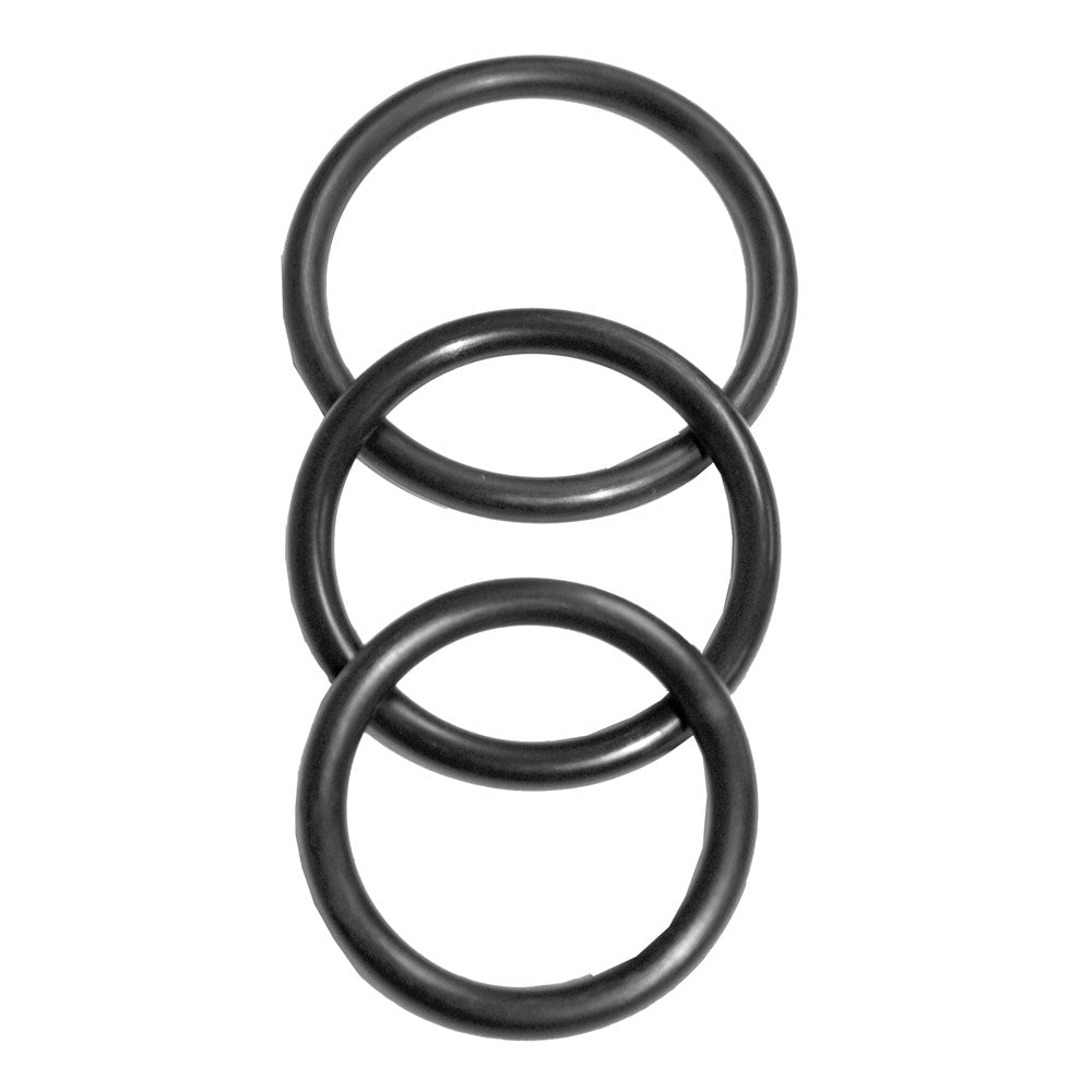 Sex & Mischief Nitrile Cock Ring 3 Pack - Black Cock Rings - Set of 3 Sizes - silkandsin