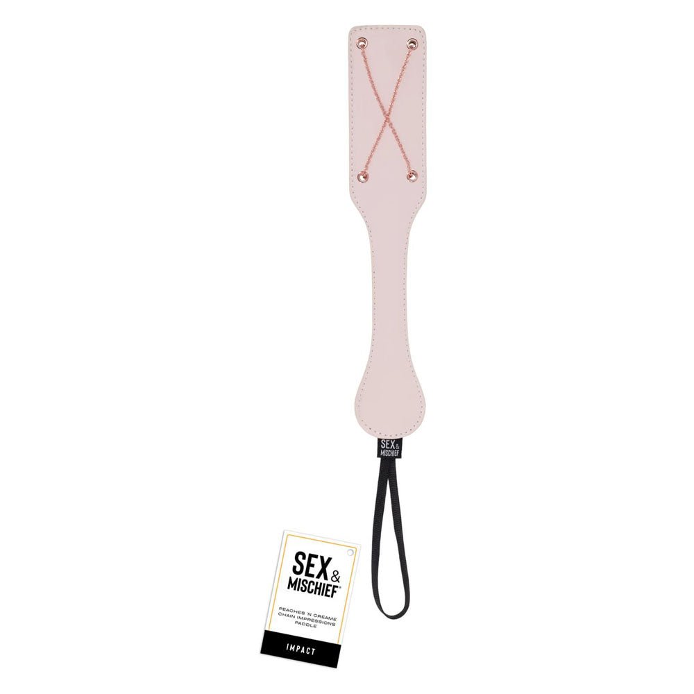 Sex & Mischief Peaches n CreaMe Chain Impressions Paddle - Peach Spanking Paddle - silkandsin