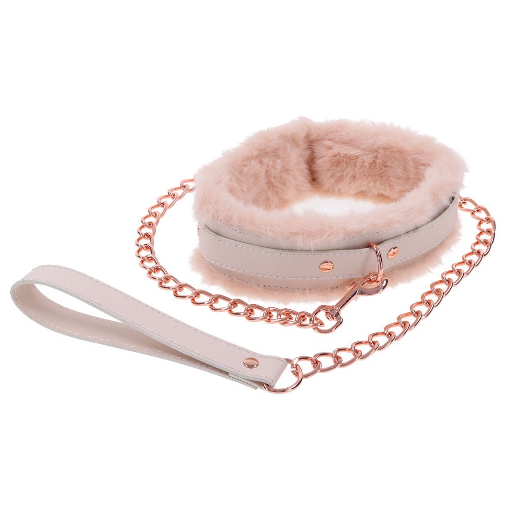 Sex & Mischief Peaches n CreaMe Fur Collar & Leash - Peach Restraint - silkandsin