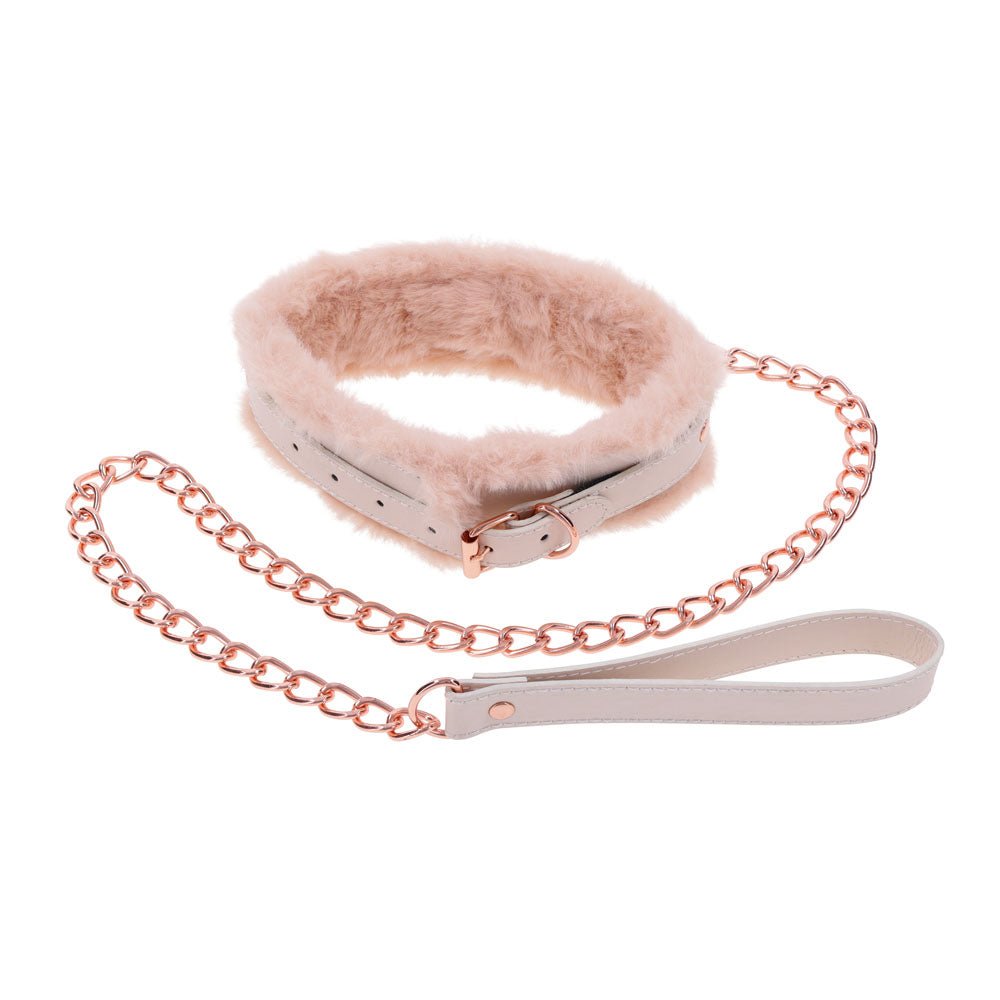 Sex & Mischief Peaches n CreaMe Fur Collar & Leash - Peach Restraint - silkandsin