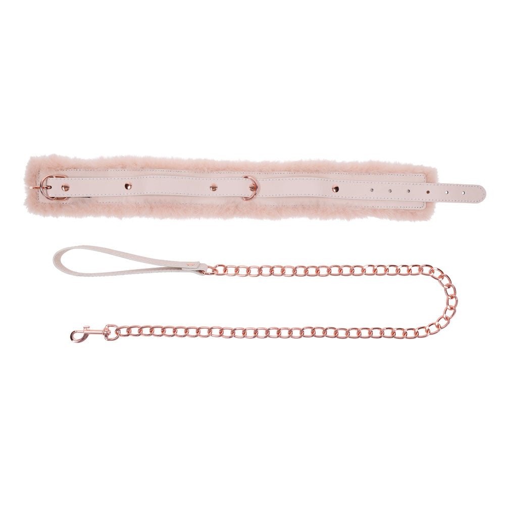 Sex & Mischief Peaches n CreaMe Fur Collar & Leash - Peach Restraint - silkandsin