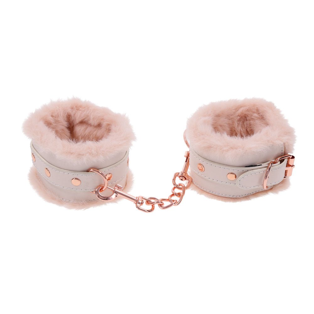 Sex & Mischief Peaches n CreaMe Fur Handcuffs - Peach Restraints - silkandsin
