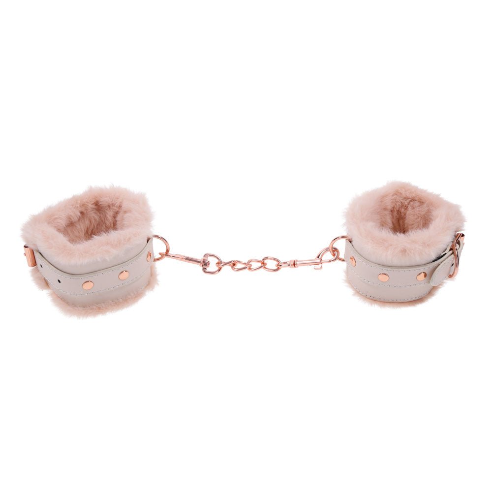 Sex & Mischief Peaches n CreaMe Fur Handcuffs - Peach Restraints - silkandsin