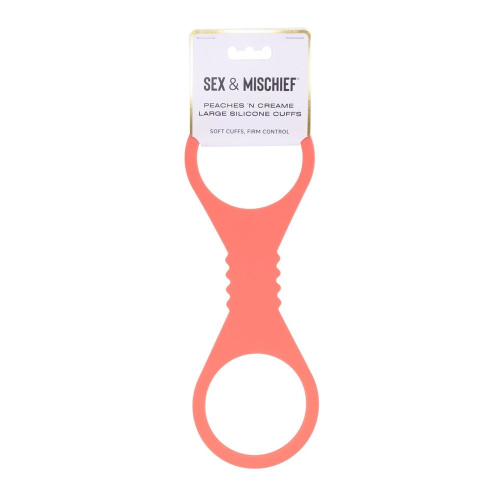 Sex & Mischief Peaches n CreaMe Large Silicone Cuffs - Peach Large Silicone Restraints - silkandsin