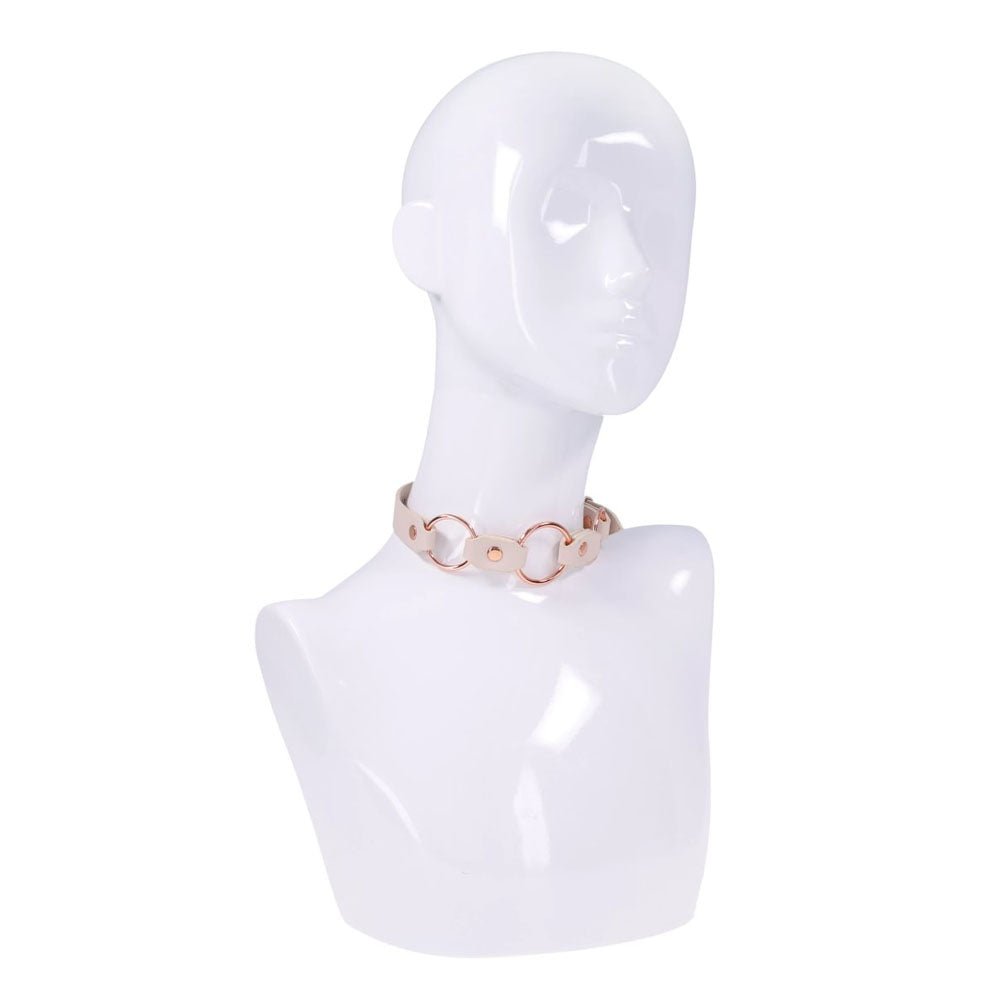 Sex & Mischief Peaches n CreaMe Ring Day Collar - Peach Bondage Collar - silkandsin