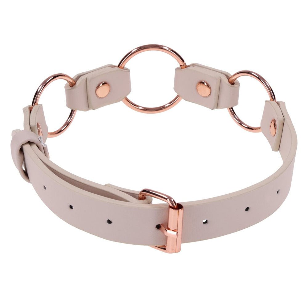 Sex & Mischief Peaches n CreaMe Ring Day Collar - Peach Bondage Collar - silkandsin