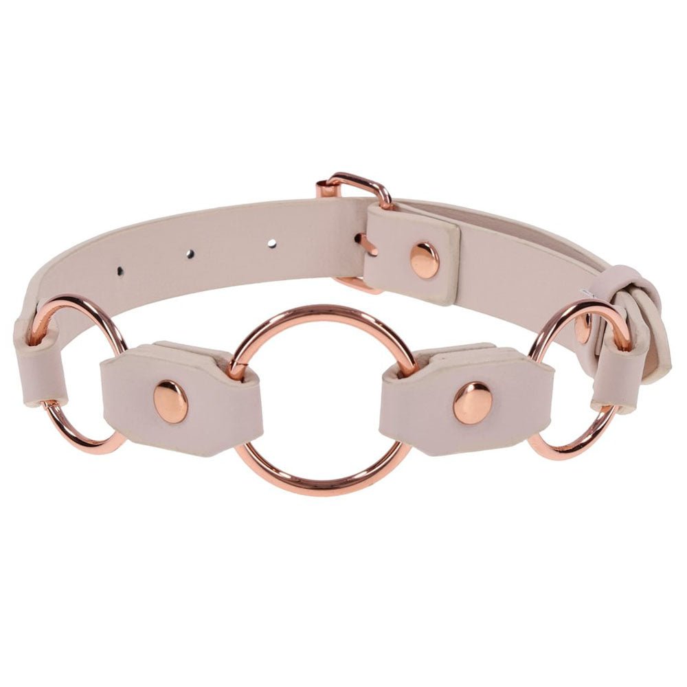 Sex & Mischief Peaches n CreaMe Ring Day Collar - Peach Bondage Collar - silkandsin