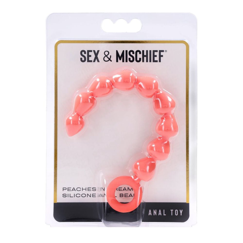 Sex & Mischief Peaches n CreaMe Silicone Anal Beads - Peach 23 cm Silicone Anal Beads - silkandsin