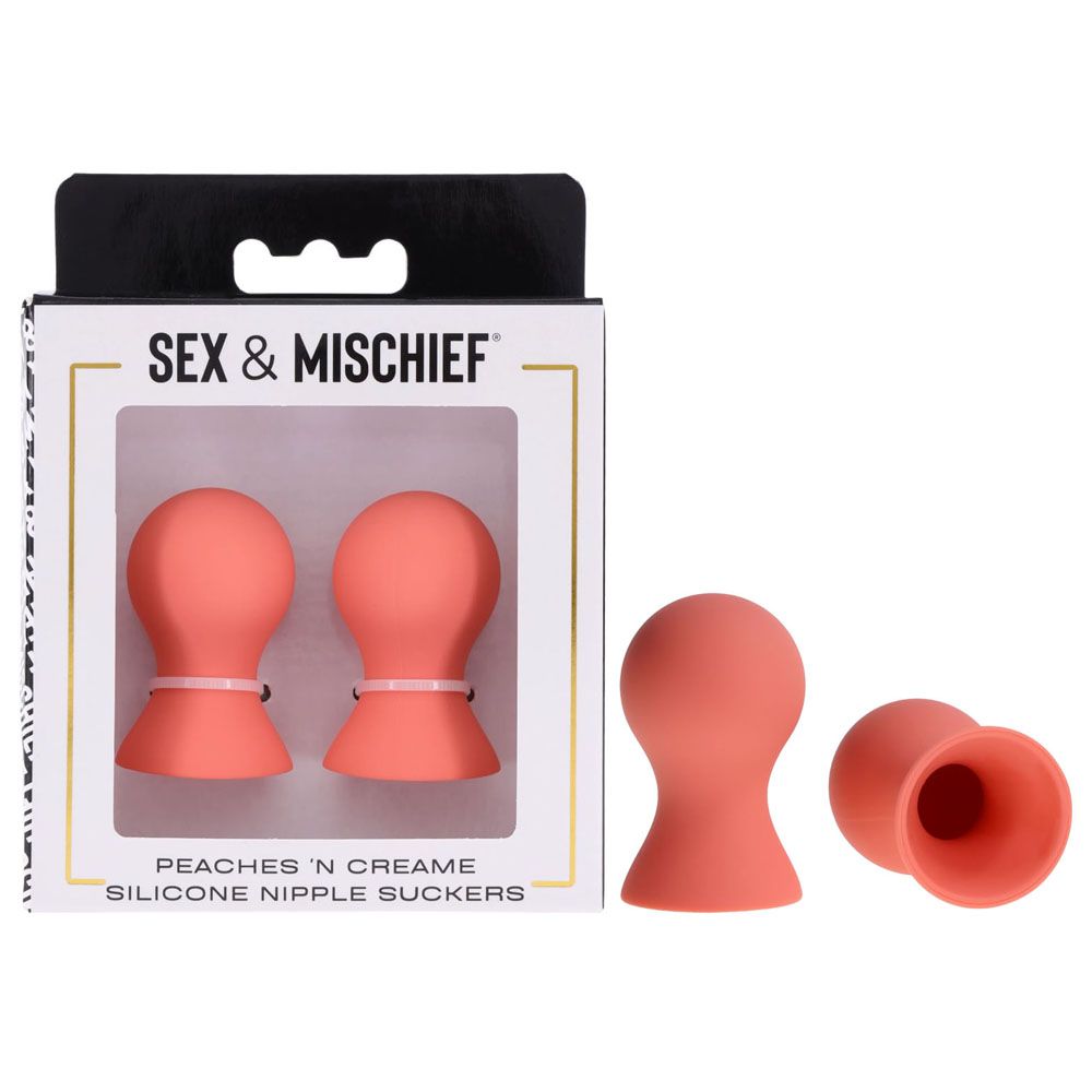 Sex & Mischief Peaches n CreaMe Silicone Nipple Suckers - Peach Nipple Suckers - Set of 2 - silkandsin