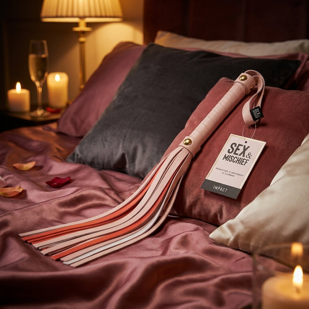 Sex & Mischief Peaches n CreaMe Stripe Flogger - Peach 80 cm Flogger Whip - silkandsin