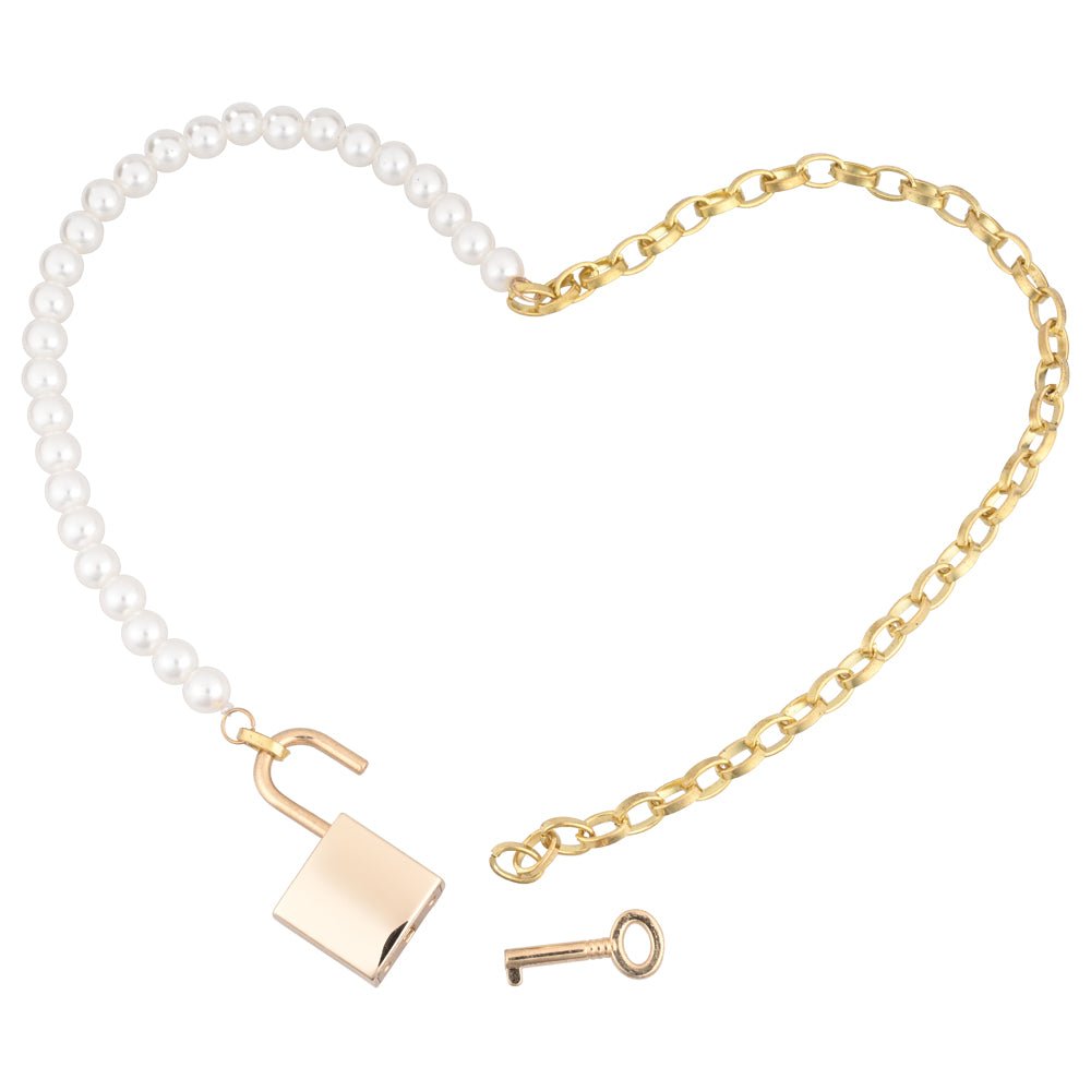 Sex & Mischief Pearl Day Collar - Pearl/Gold Necklace - silkandsin