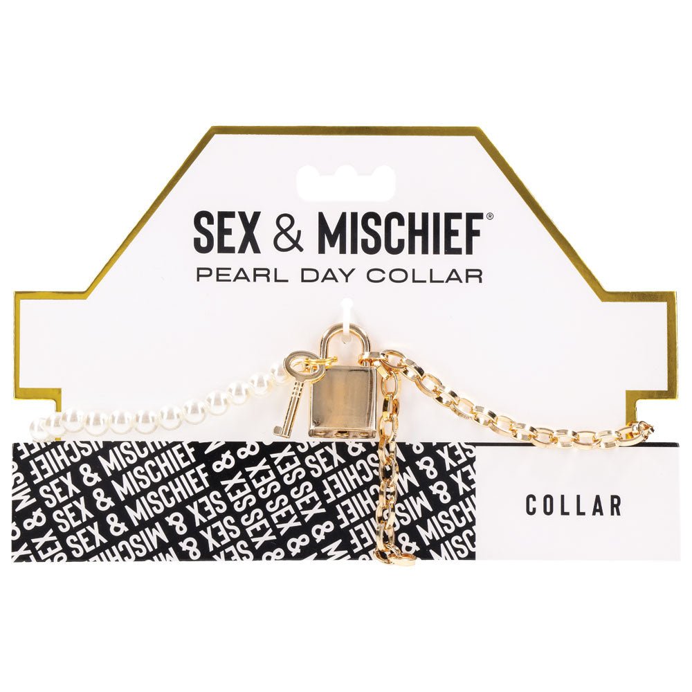 Sex & Mischief Pearl Day Collar - Pearl/Gold Necklace - silkandsin