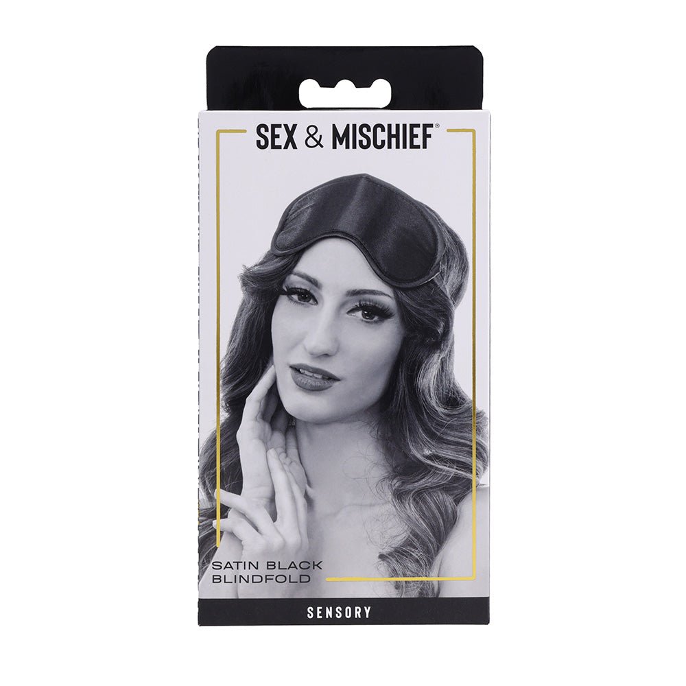 Sex & Mischief Satin Blindfold Black - Black Blindfold - silkandsin