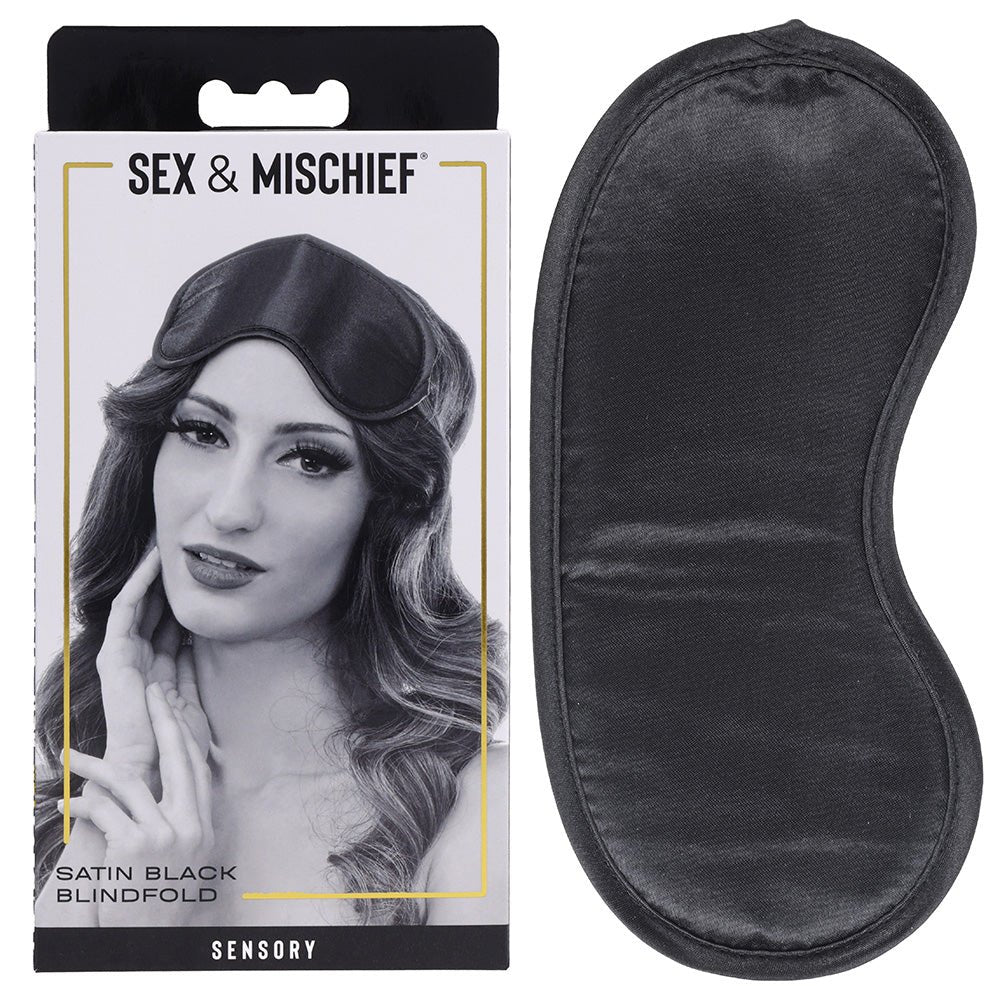 Sex & Mischief Satin Blindfold Black - Black Blindfold - silkandsin