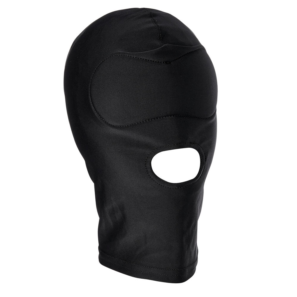 Sex & Mischief Shadow Hood - Black Hood with Mouth Opening - silkandsin
