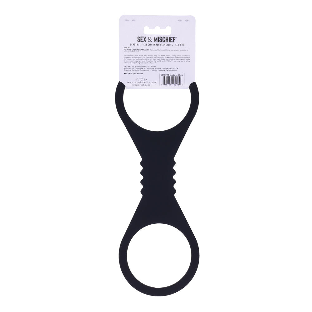 Sex & Mischief Shadow Large Silicone Cuffs - Black Large Restraints - silkandsin