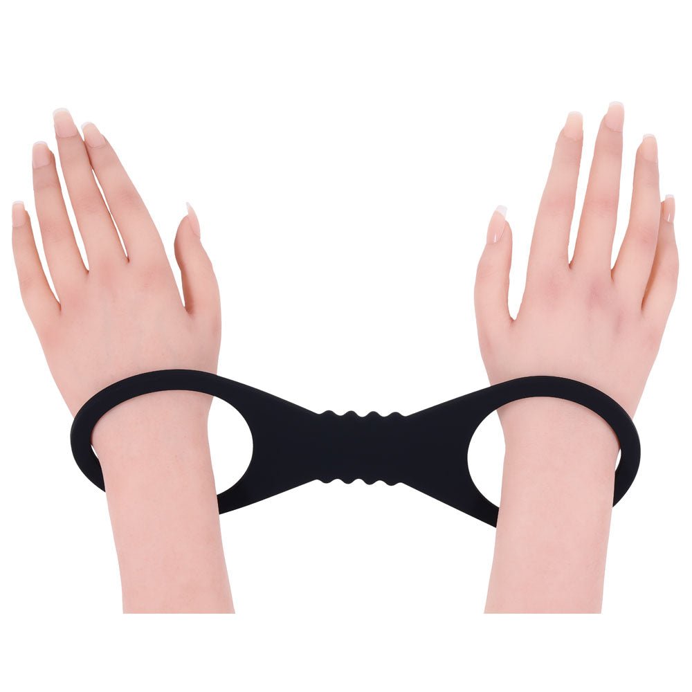 Sex & Mischief Shadow Large Silicone Cuffs - Black Large Restraints - silkandsin