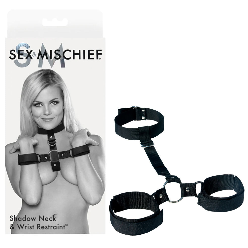 Sex & Mischief Shadow Neck and Wrist Restraint - Black Restraints - Silk and Sin
