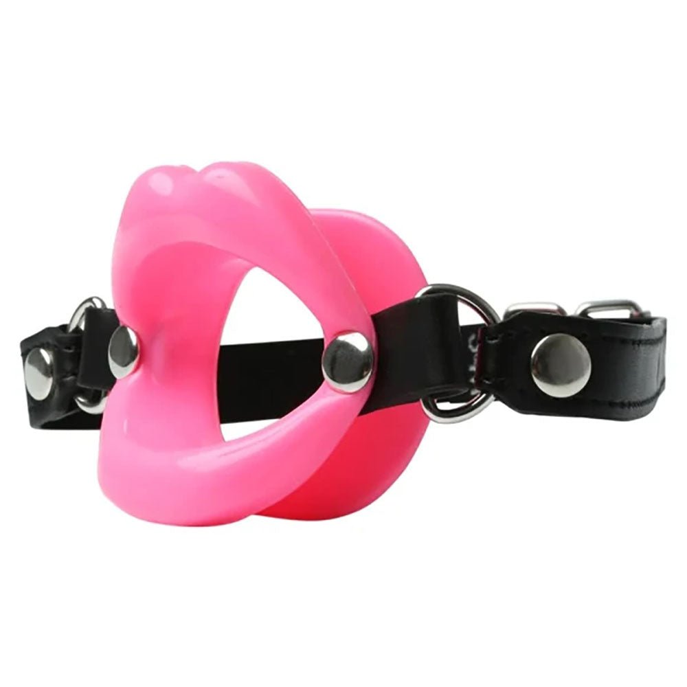 Sex & Mischief Silicone Lips Mouth Gag - Pink - Pink Mouth Restraint - silkandsin