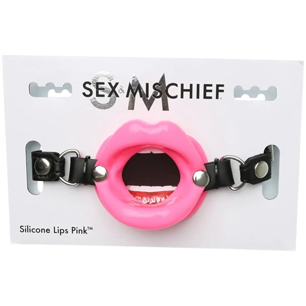 Sex & Mischief Silicone Lips Mouth Gag - Pink - Pink Mouth Restraint - silkandsin
