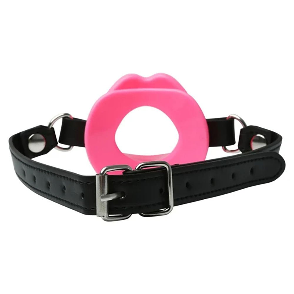 Sex & Mischief Silicone Lips Mouth Gag - Pink - Pink Mouth Restraint - silkandsin