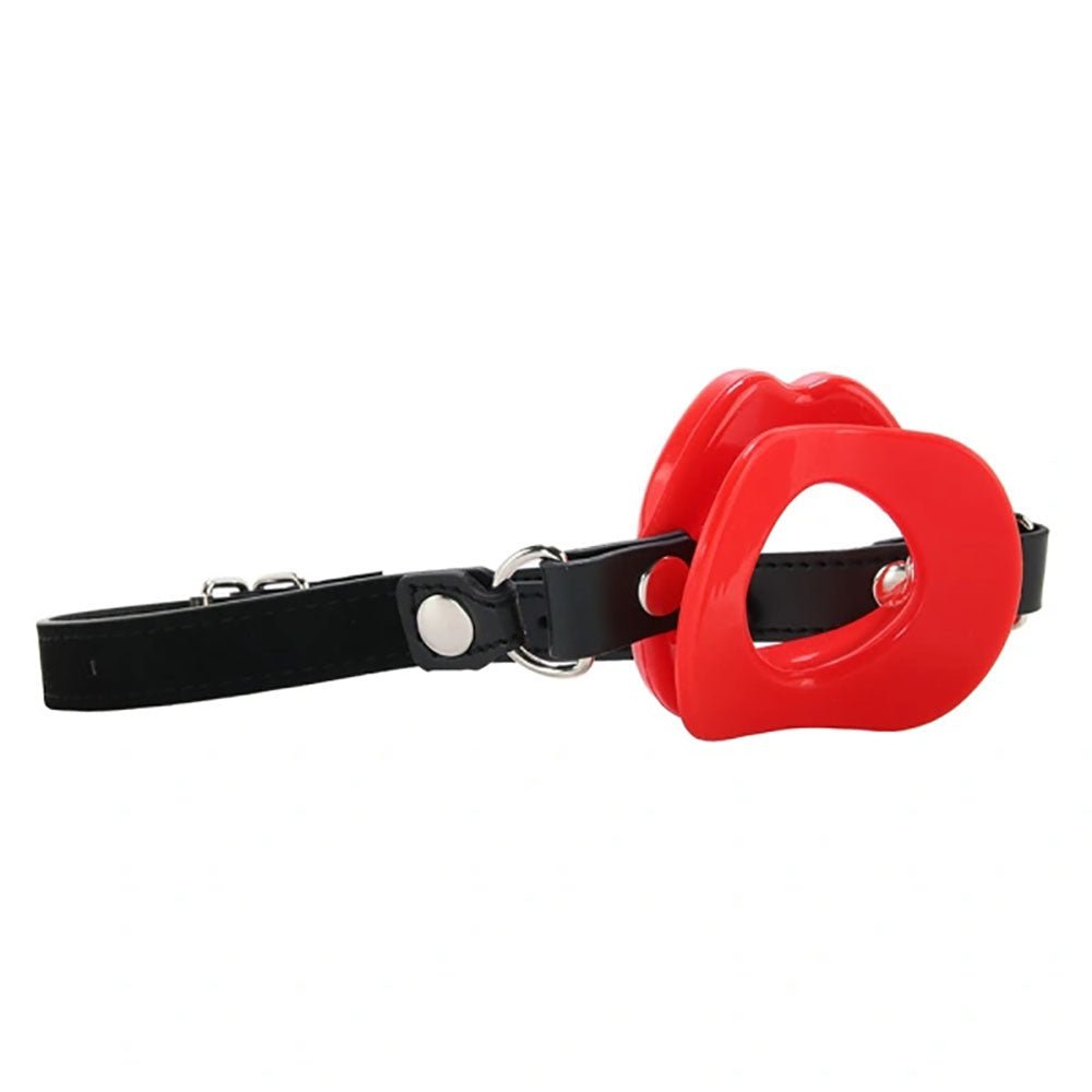 Sex & Mischief Silicone Lips Mouth Gag - Red - Red Mouth Restraint - silkandsin