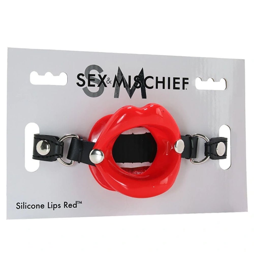 Sex & Mischief Silicone Lips Mouth Gag - Red - Red Mouth Restraint - silkandsin