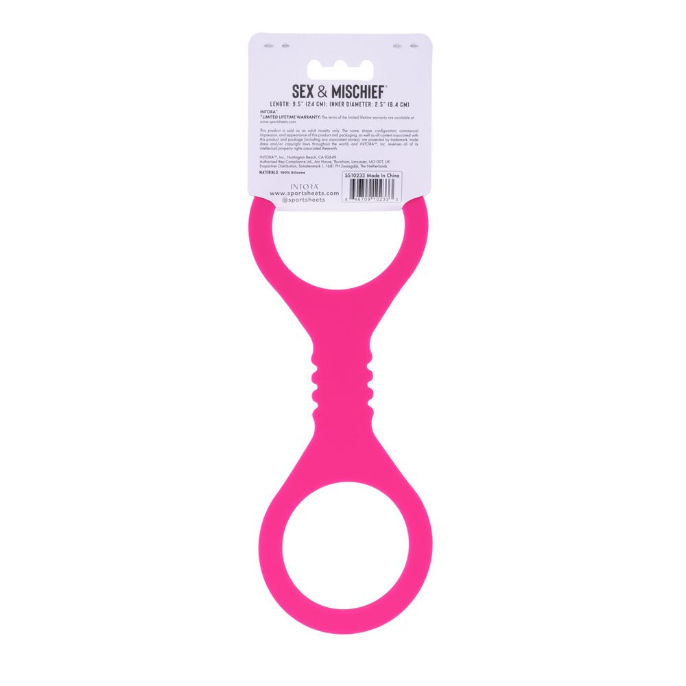 Sex & Mischief Small Hot Pink Silicone Cuffs - Hot Pink Small Restraints - silkandsin