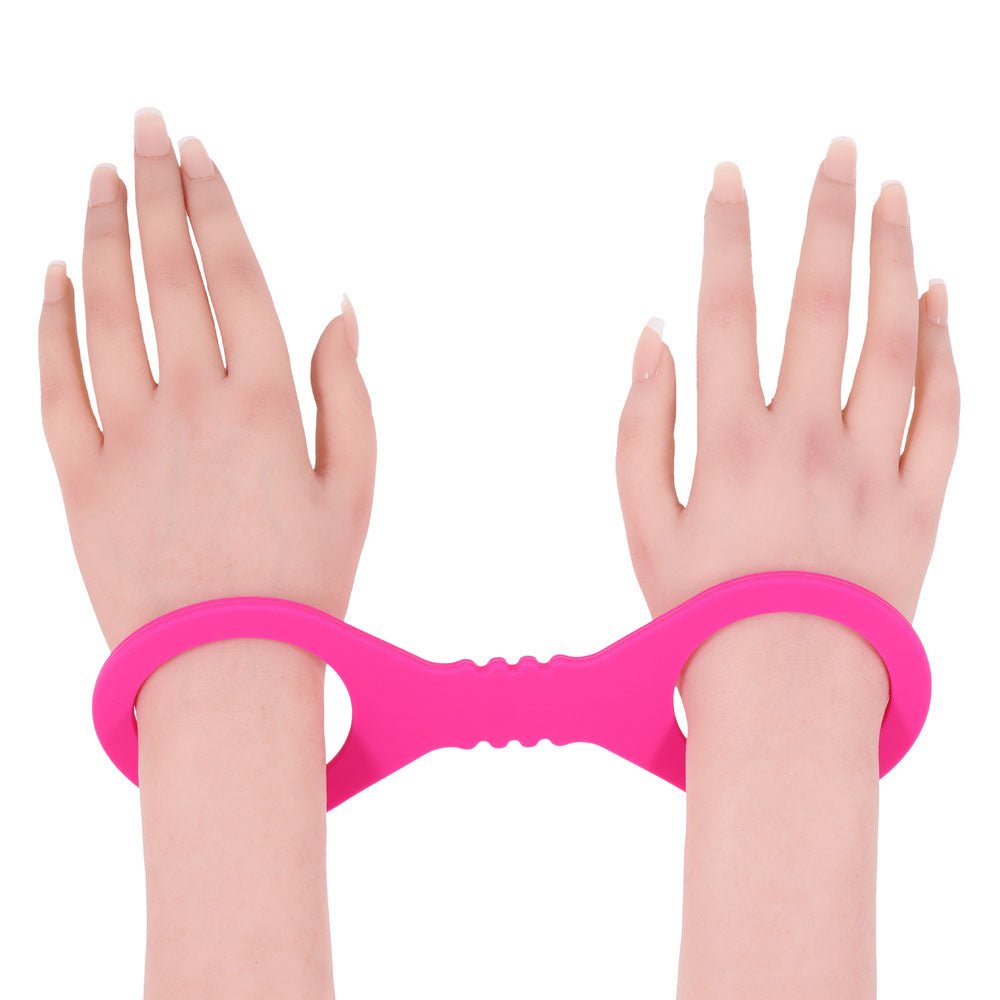 Sex & Mischief Small Hot Pink Silicone Cuffs - Hot Pink Small Restraints - silkandsin