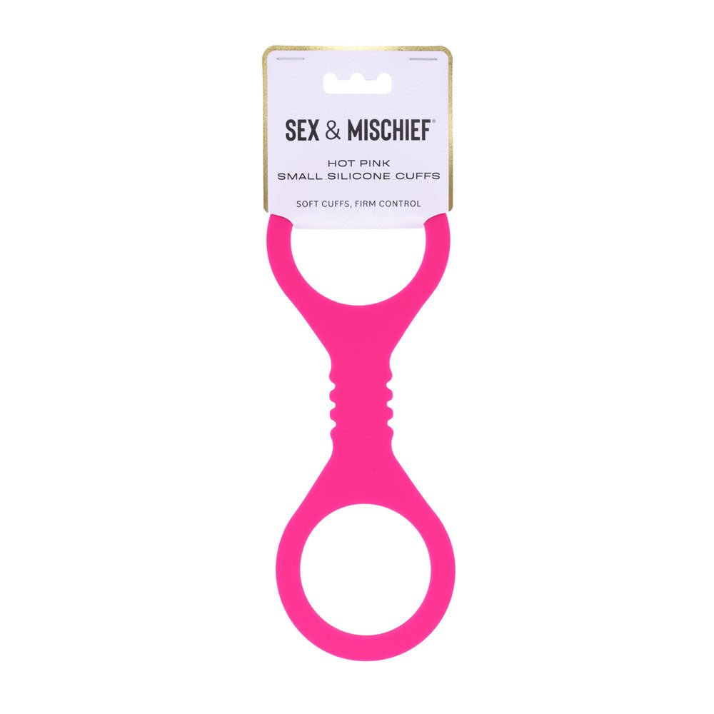 Sex & Mischief Small Hot Pink Silicone Cuffs - Hot Pink Small Restraints - silkandsin