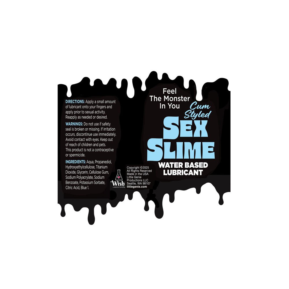 Sex Slime Cum Style Creature Lube - Blue 120 ml - Blue Cum Style Water Based Lubricant - 120 ml Bottle - Silk and Sin