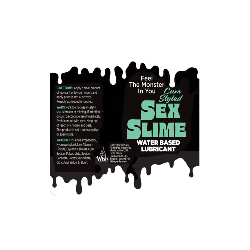 Sex Slime Cum Style Creature Lube - Green 60 ml - Green Cum Style Water Based Lubricant - 60 ml Bottle - Silk and Sin