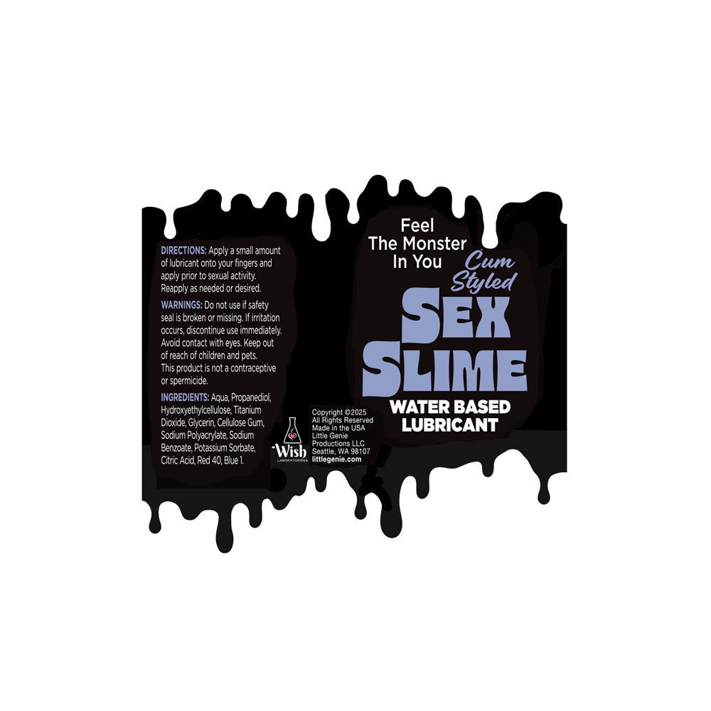 Sex Slime Cum Style Creature Lube - Purple 60 ml - Purple Cum Style Water Based Lubricant - 60 ml Bottle - Silk and Sin