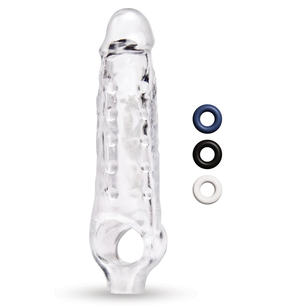 Size Up 1 Inch See - Thru Stretch Penis Extender - Clear 2.5 cm (1'') Penis Extension Sleeve - silkandsin