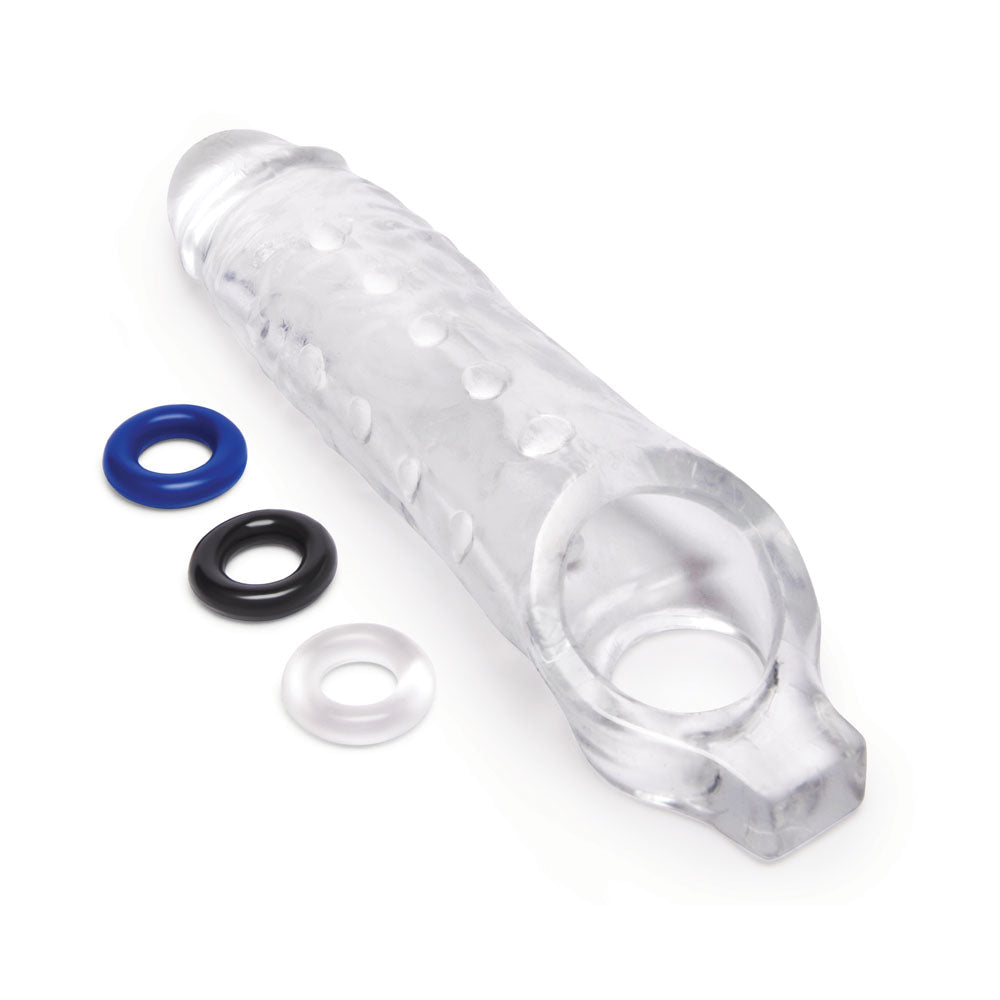Size Up 1 Inch See - Thru Stretch Penis Extender - Clear 2.5 cm (1'') Penis Extension Sleeve - silkandsin