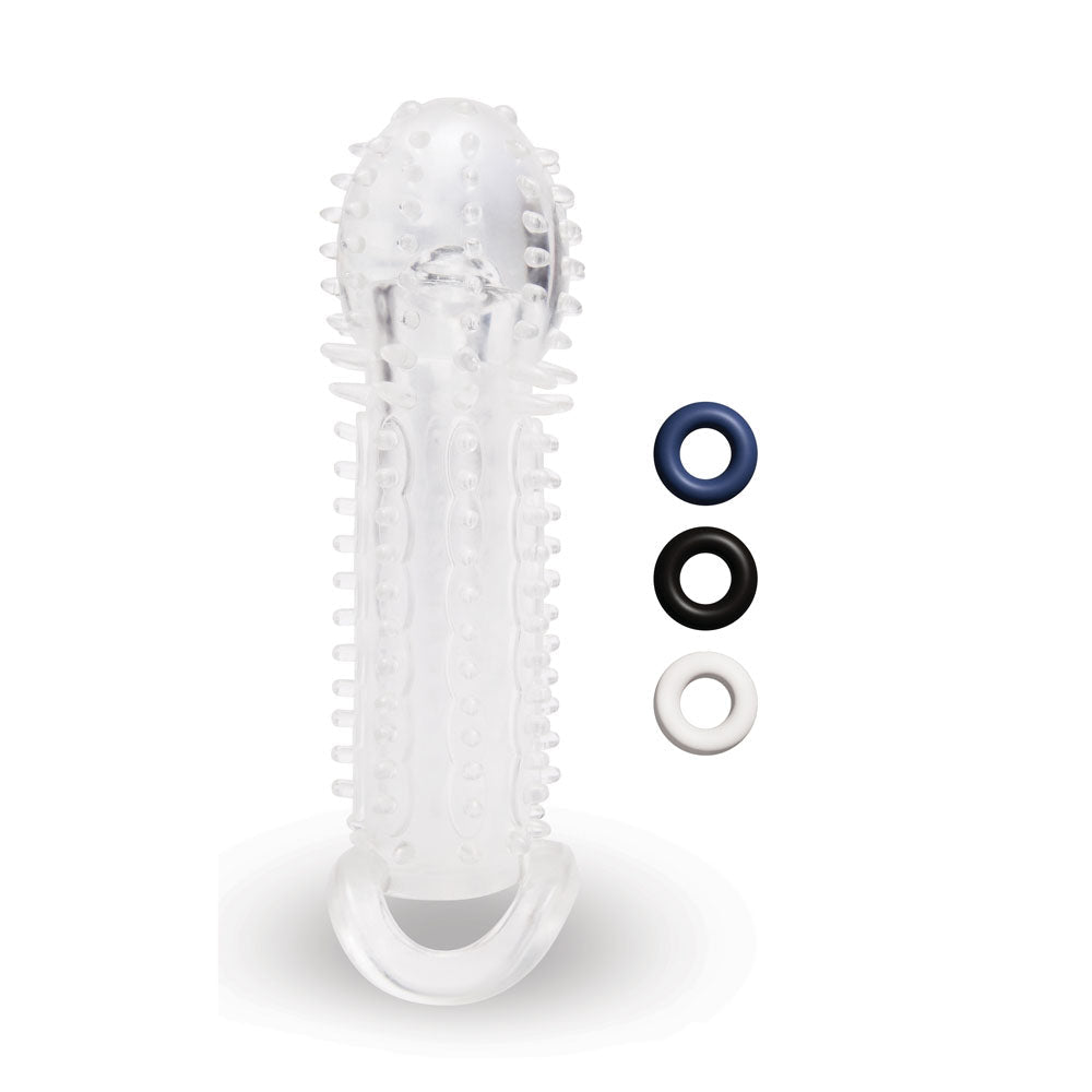 Size Up 1.5 Inch See - Thru Stretch Penis Extender - Clear 3.8 cm (1.5'') Penis Extension Sleeve - silkandsin