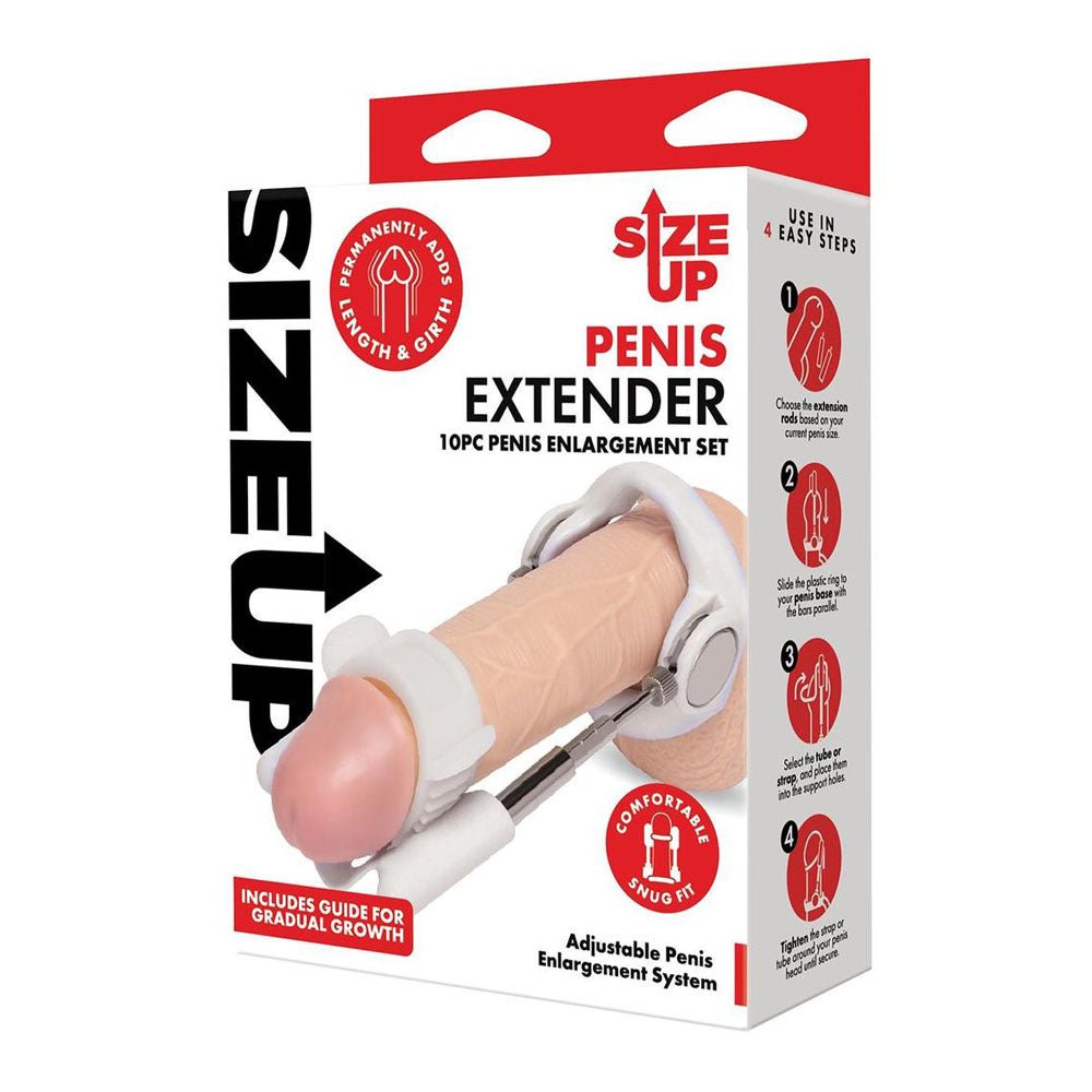 Size Up Penis Extender - White Penis Extender Kit - 10 Piece Set - silkandsin