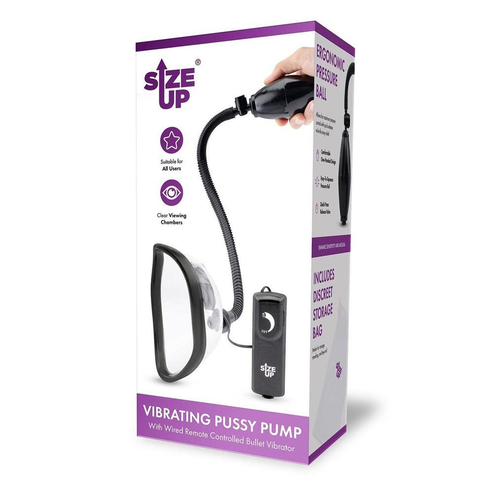 Size Up Vibrating Pussy Pump - Clear Vibrating Vagina Pump - silkandsin