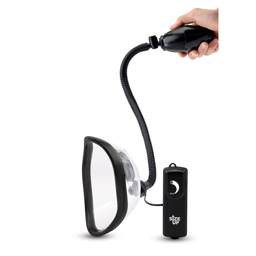 Size Up Vibrating Pussy Pump - Clear Vibrating Vagina Pump - silkandsin