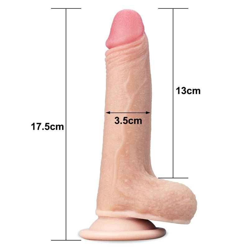 Sliding Skin Dual Layer Dong - Flesh 17.8 cm (7'') Dong with Flexible Skin - Silk and Sin